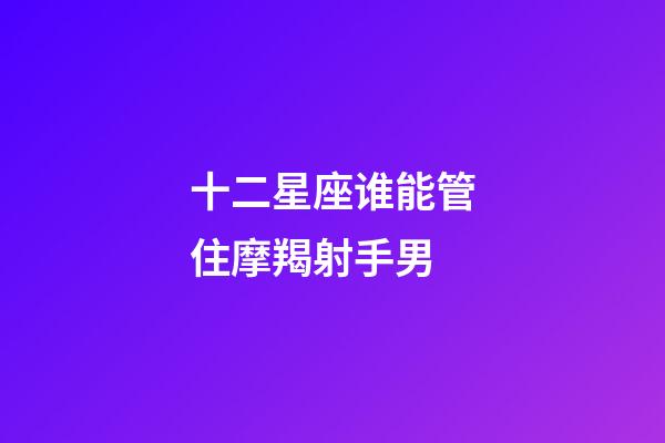 十二星座谁能管住摩羯射手男-第1张-星座运势-玄机派