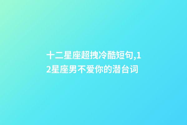十二星座超拽冷酷短句,12星座男不爱你的潜台词-第1张-观点-玄机派