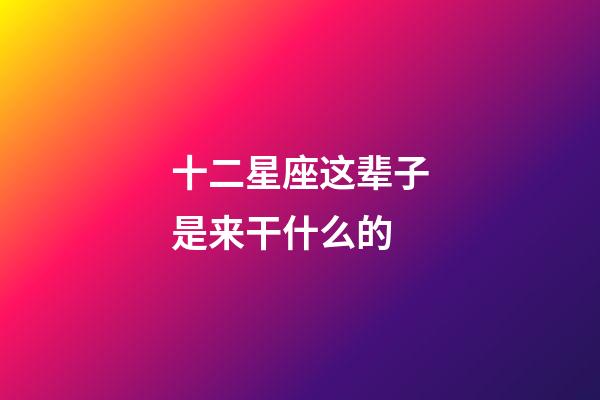 十二星座这辈子是来干什么的