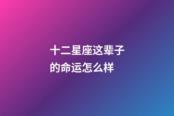 十二星座这辈子的命运怎么样-第1张-星座运势-玄机派