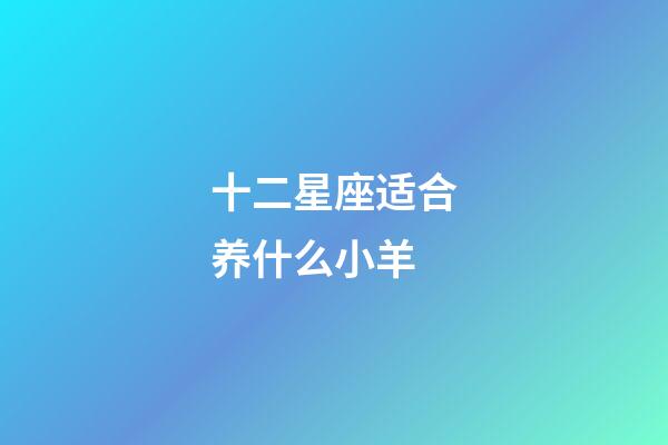 十二星座适合养什么小羊-第1张-星座运势-玄机派