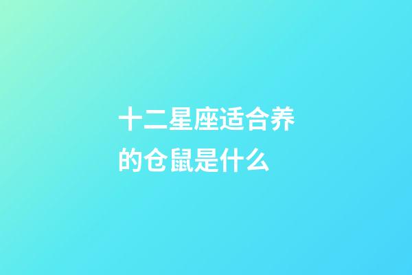 十二星座适合养的仓鼠是什么-第1张-星座运势-玄机派