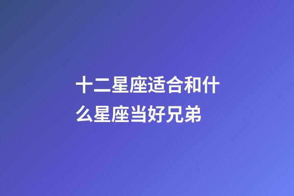 十二星座适合和什么星座当好兄弟-第1张-星座运势-玄机派