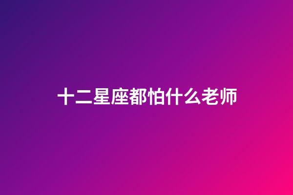 十二星座都怕什么老师-第1张-星座运势-玄机派