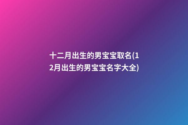 十二月出生的男宝宝取名(12月出生的男宝宝名字大全)