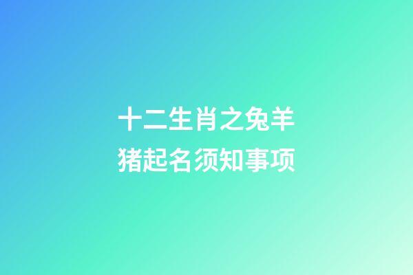 十二生肖之兔羊猪起名须知事项