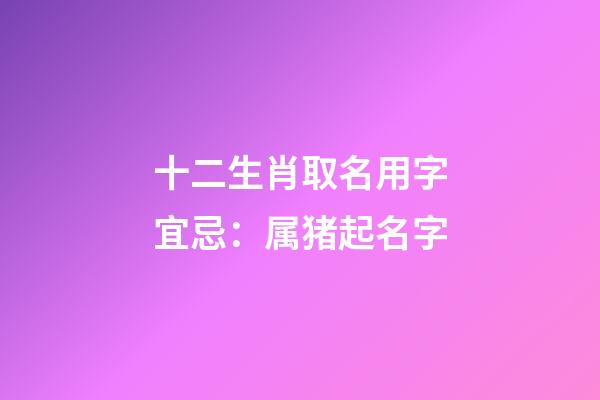 十二生肖取名用字宜忌：属猪起名字