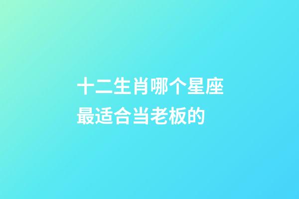 十二生肖哪个星座最适合当老板的-第1张-星座运势-玄机派