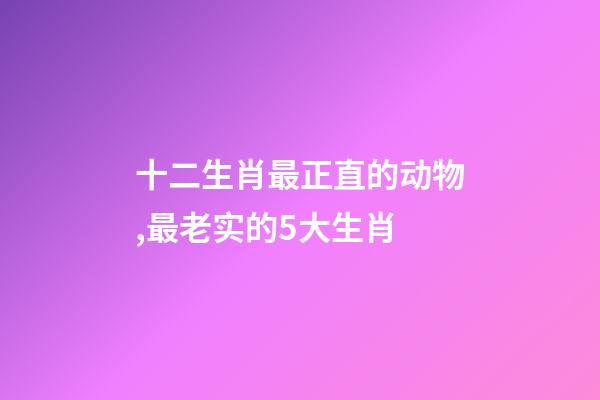 十二生肖最正直的动物,最老实的5大生肖-第1张-观点-玄机派