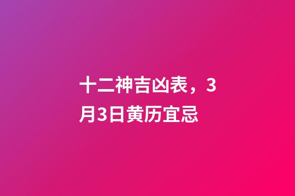 十二神吉凶表，3月3日(二月十二)黄历宜忌-第1张-观点-玄机派
