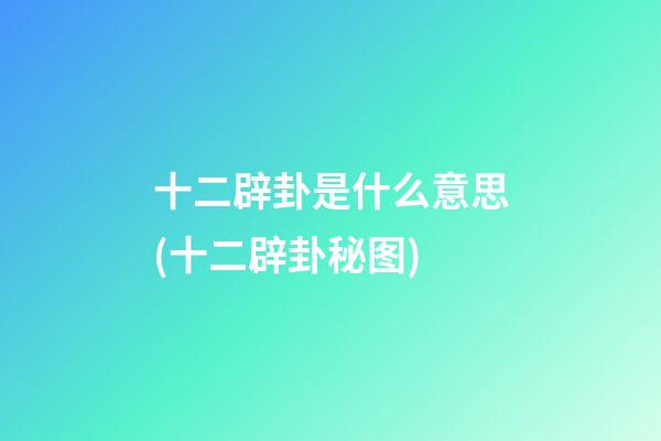 十二辟卦是什么意思(十二辟卦秘图)