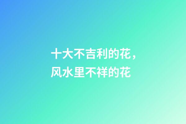 十大不吉利的花，风水里不祥的花