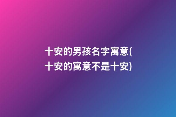 十安的男孩名字寓意(十安的寓意不是十安)