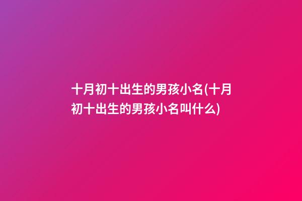 十月初十出生的男孩小名(十月初十出生的男孩小名叫什么)