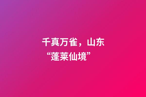 千真万雀，山东“蓬莱仙境”-第1张-观点-玄机派