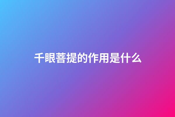 千眼菩提的作用是什么