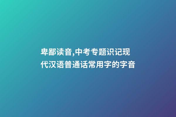 卑鄙读音,中考专题识记现代汉语普通话常用字的字音-第1张-观点-玄机派