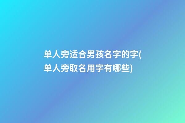 单人旁适合男孩名字的字(单人旁取名用字有哪些)