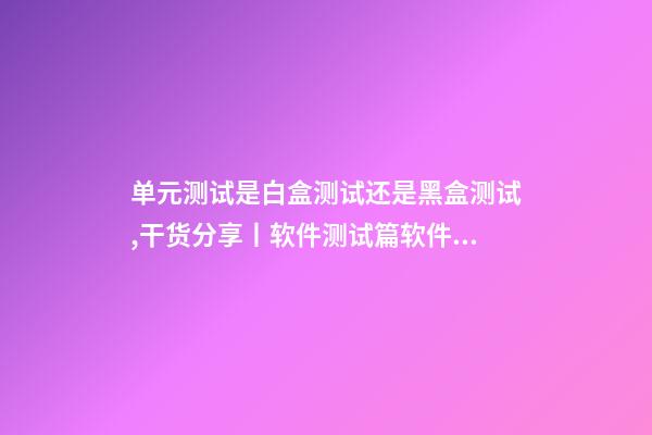 单元测试是白盒测试还是黑盒测试,干货分享丨软件测试篇软件测试方法分类(一)-第1张-观点-玄机派