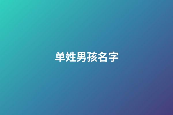 单姓男孩名字(单姓男孩名字大全)-第1张-男孩起名-玄机派