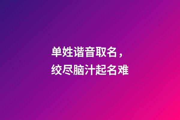 单姓谐音取名，绞尽脑汁起名难-第1张-观点-玄机派