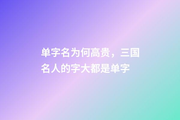 单字名为何高贵，三国名人的字大都是单字-第1张-观点-玄机派