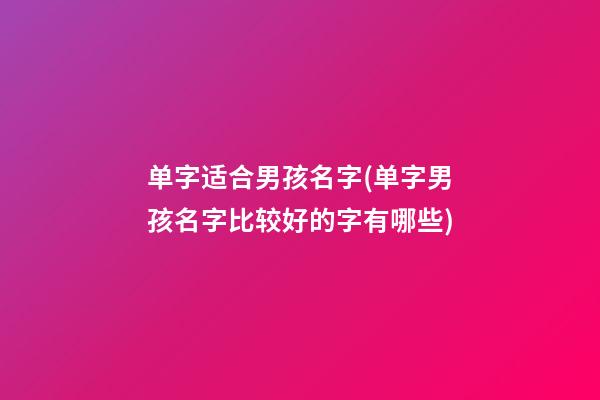 单字适合男孩名字(单字男孩名字比较好的字有哪些)