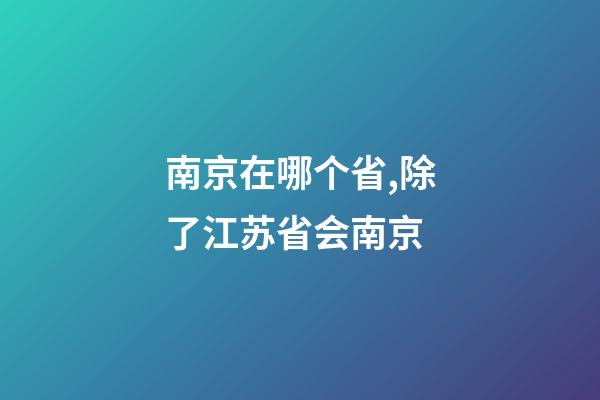 南京在哪个省,除了江苏省会南京-第1张-观点-玄机派