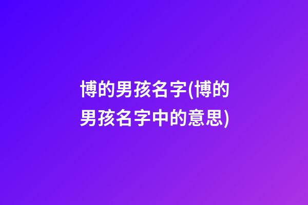 博的男孩名字(博的男孩名字中的意思)