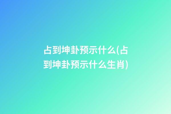 占到坤卦预示什么(占到坤卦预示什么生肖)