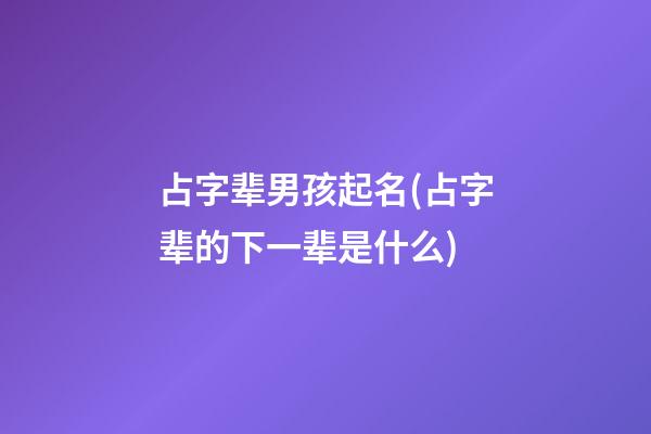 占字辈男孩起名(占字辈的下一辈是什么)