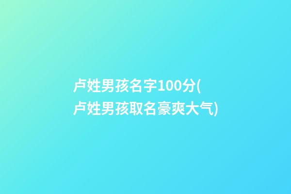 卢姓男孩名字100分(卢姓男孩取名豪爽大气)