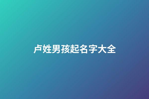 卢姓男孩起名字大全(卢姓氏的男孩名字)-第1张-男孩起名-玄机派