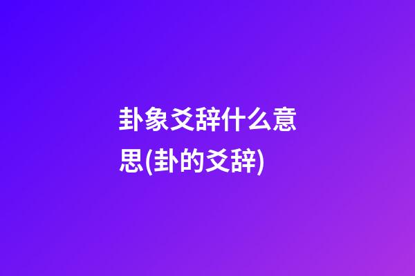 卦象爻辞什么意思(卦的爻辞)
