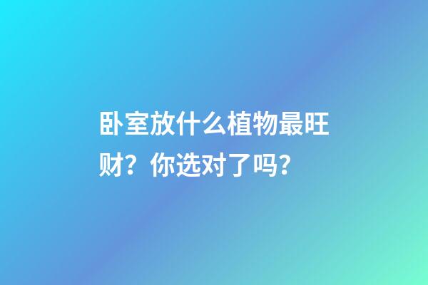 卧室放什么植物最旺财？你选对了吗？