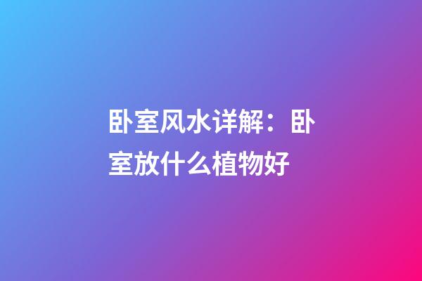 卧室风水详解：卧室放什么植物好