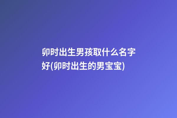 卯时出生男孩取什么名字好(卯时出生的男宝宝)