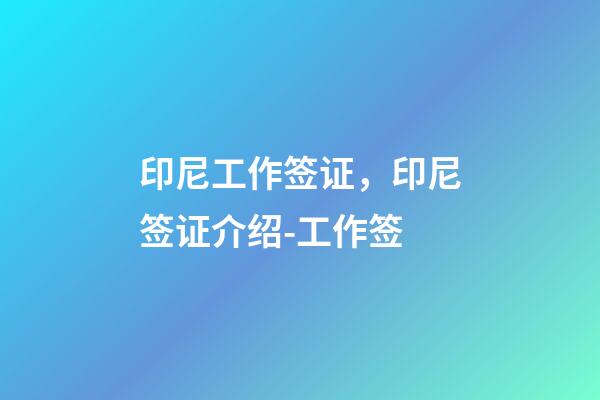 印尼工作签证，印尼签证介绍-工作签-第1张-观点-玄机派
