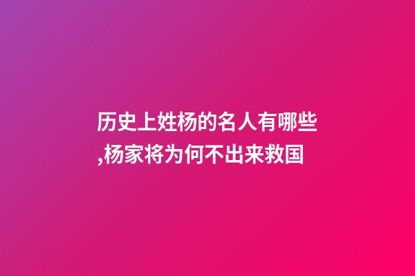 历史上姓杨的名人有哪些,杨家将为何不出来救国-第1张-观点-玄机派