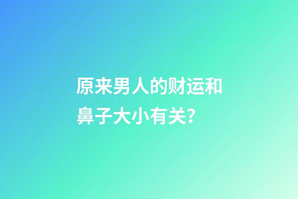 原来男人的财运和鼻子大小有关？