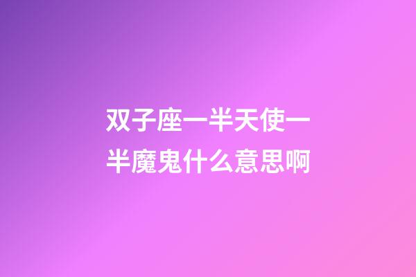 双子座一半天使一半魔鬼什么意思啊-第1张-星座运势-玄机派