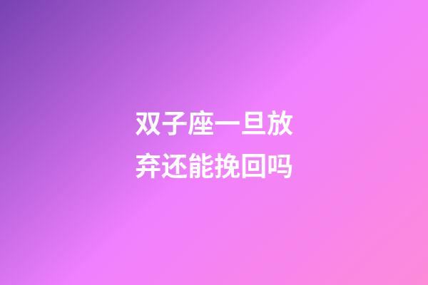 双子座一旦放弃还能挽回吗-第1张-星座运势-玄机派