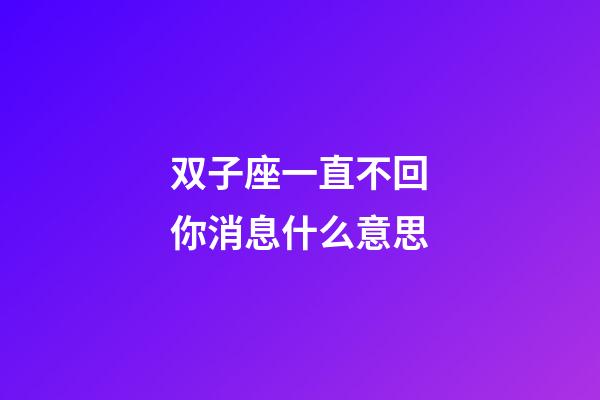 双子座一直不回你消息什么意思-第1张-星座运势-玄机派