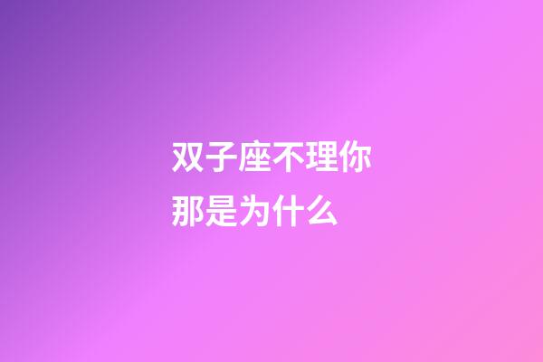 双子座不理你那是为什么-第1张-星座运势-玄机派