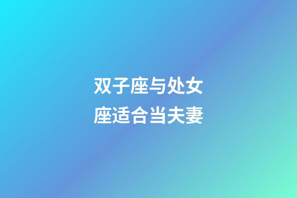 双子座与处女座适合当夫妻-第1张-星座运势-玄机派