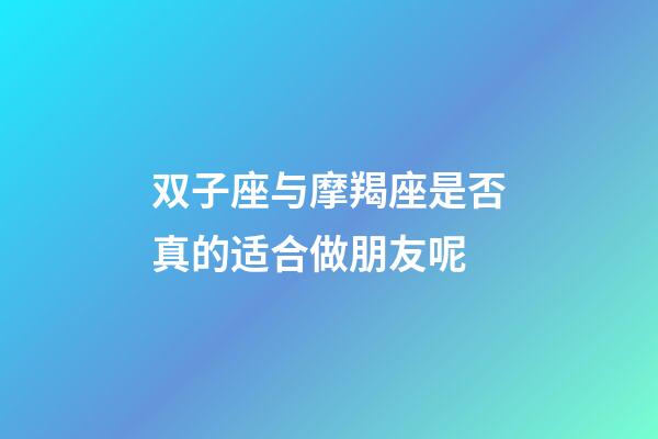 双子座与摩羯座是否真的适合做朋友呢-第1张-星座运势-玄机派