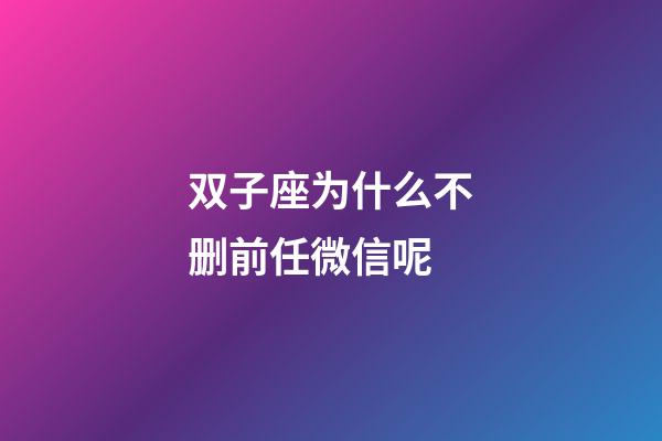双子座为什么不删前任微信呢-第1张-星座运势-玄机派