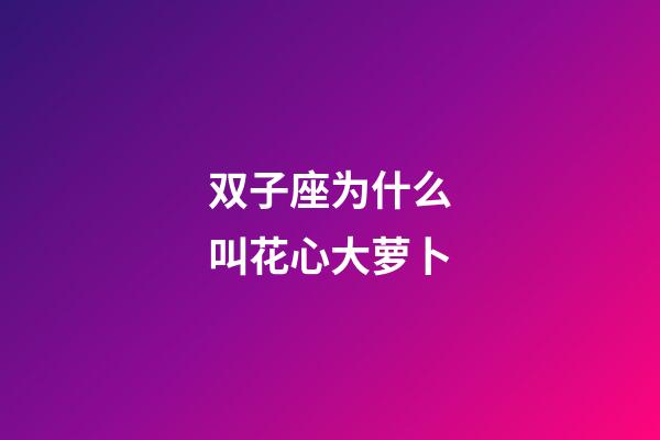 双子座为什么叫花心大萝卜-第1张-星座运势-玄机派