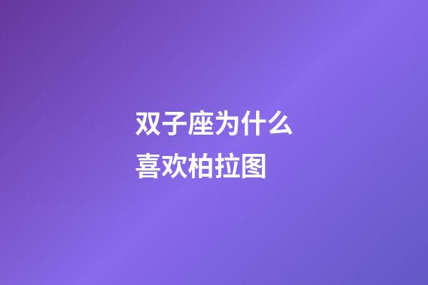 双子座为什么喜欢柏拉图