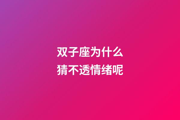 双子座为什么猜不透情绪呢-第1张-星座运势-玄机派